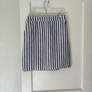 NWT Boden Linen Mini Skirt Blue White Stripe Size US 8 Reg